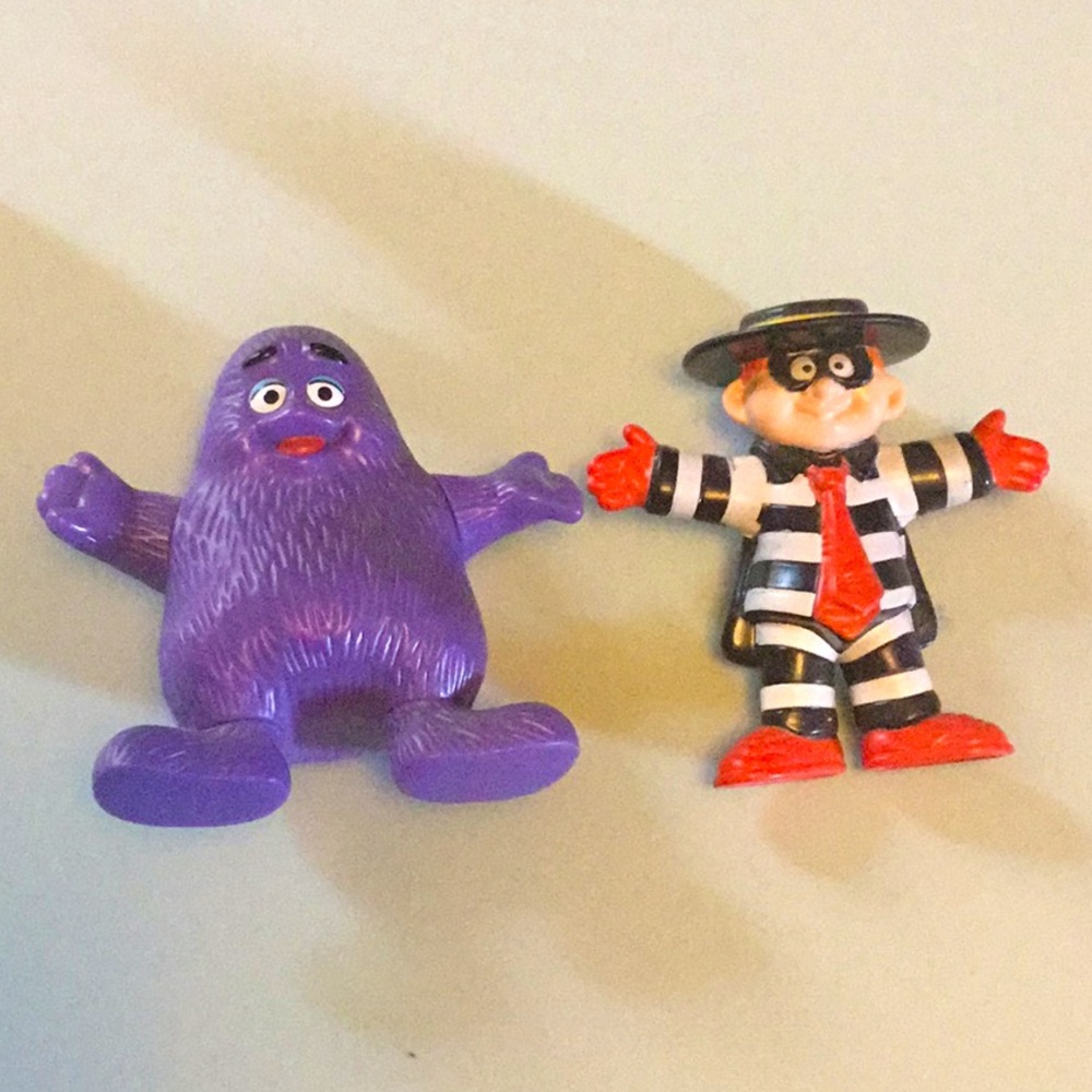 Hamburgler and Grimace happy meal toys